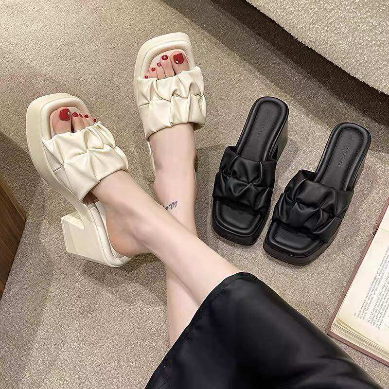 Dép xuồng nữ quai mềm cao 7 phân đế nhẹ mang êm chân