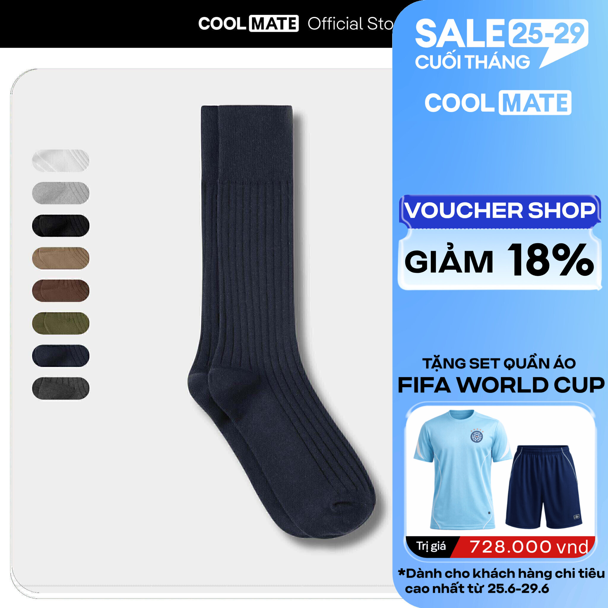 Tất cổ dài Cotton Ribbed Coolmate Thoáng khí