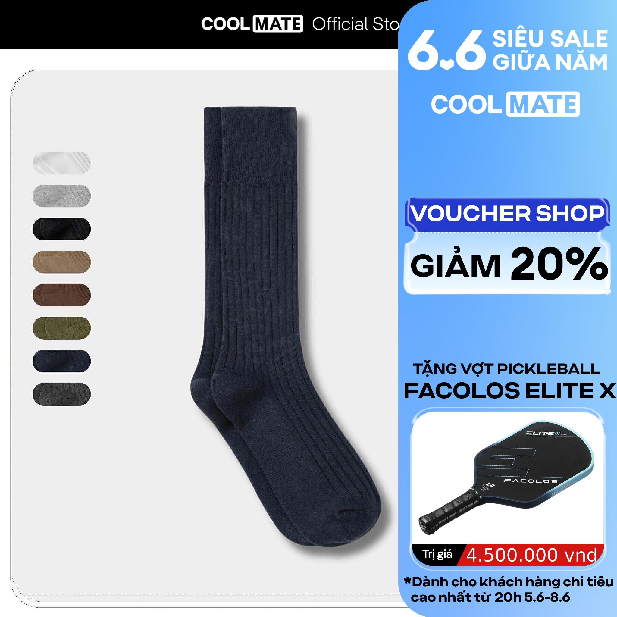 Tất cổ dài Cotton Ribbed Coolmate Thoáng khí