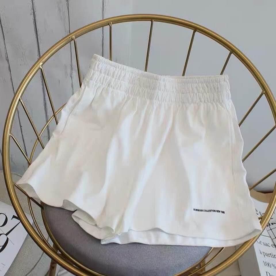 Quần đùi nữ thun cotton chữ thêu