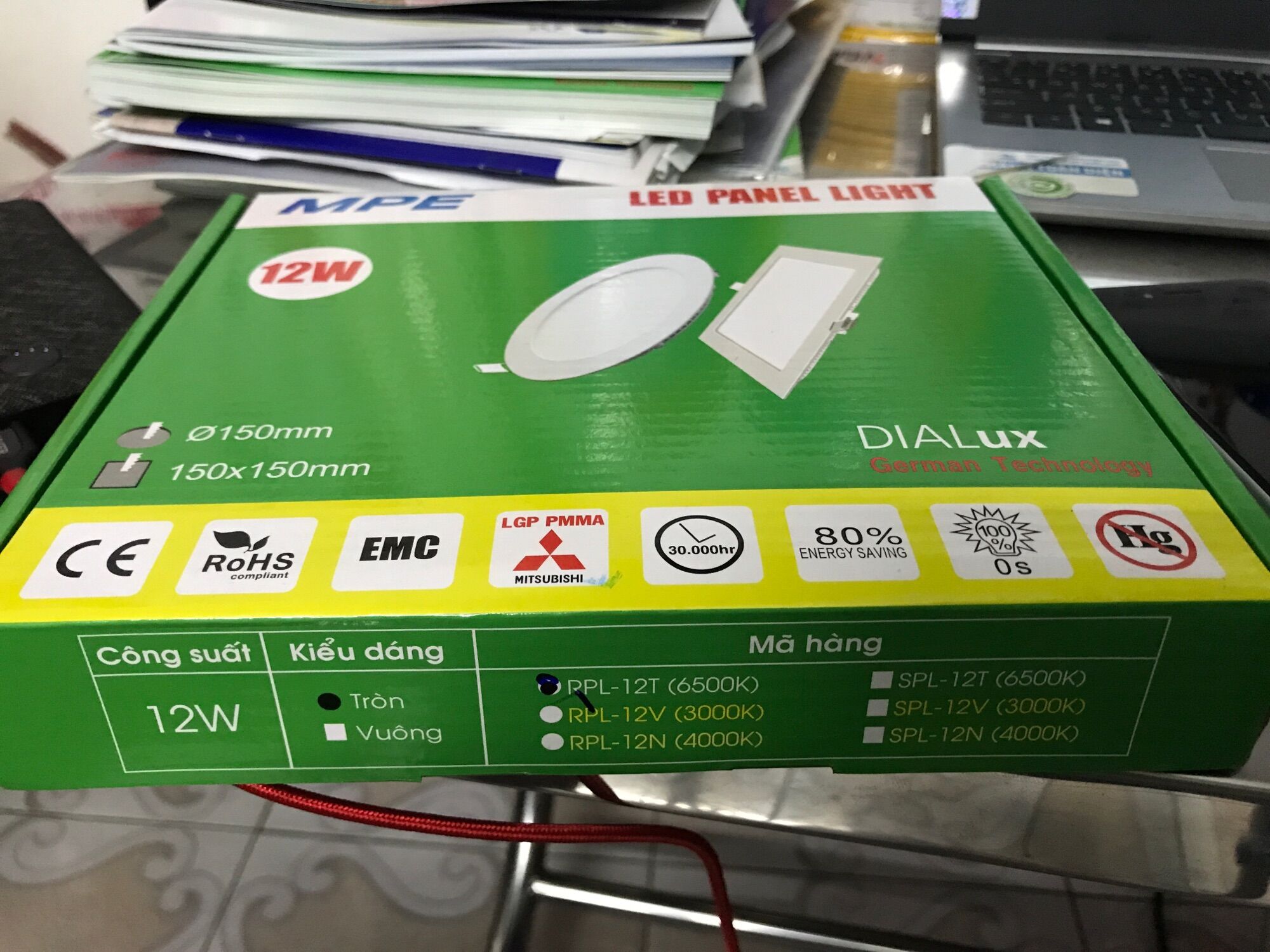Đèn led âm trần panel 12w tròn MPE