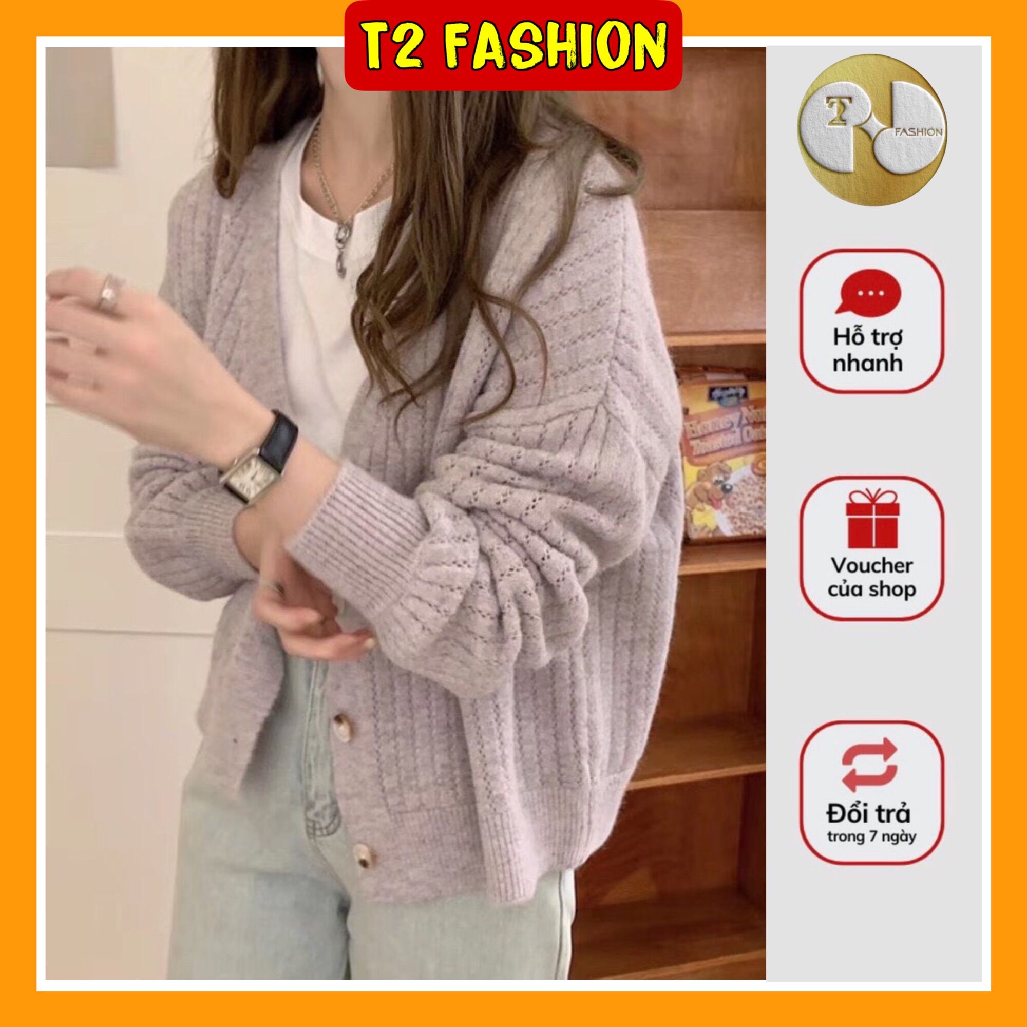 Áo khoác len cardigan tay bo cao cấp