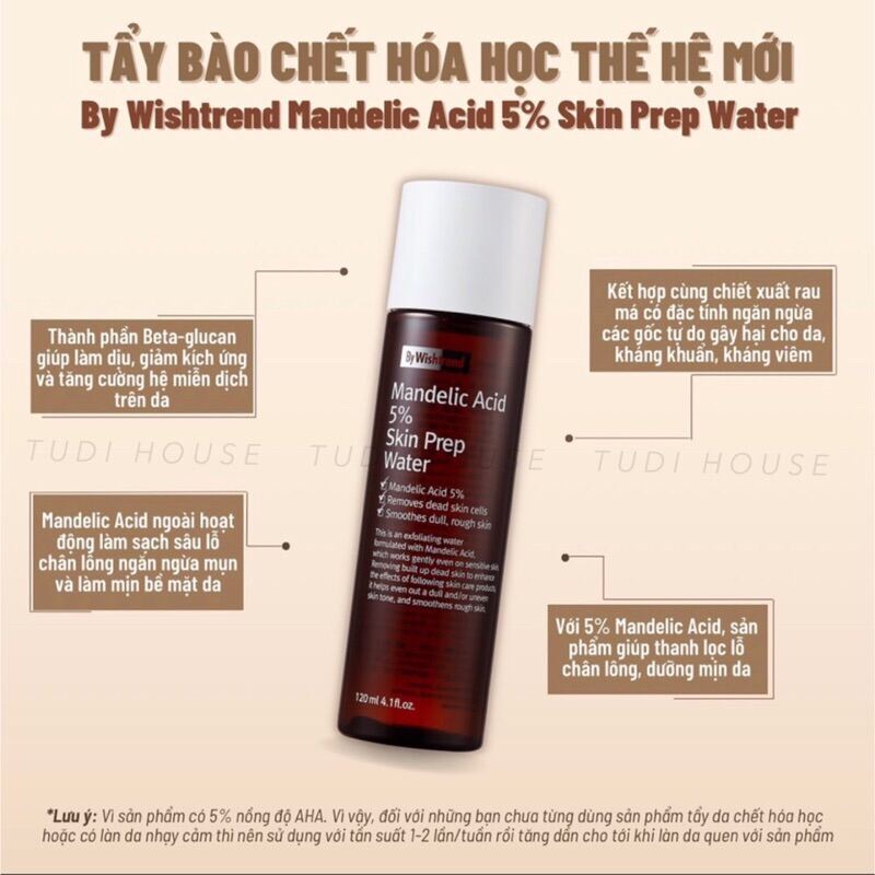 Dung dịch tẩy da chết By Wishtrend Mandelic Acid 5% Skin Prep Water 120ml. 