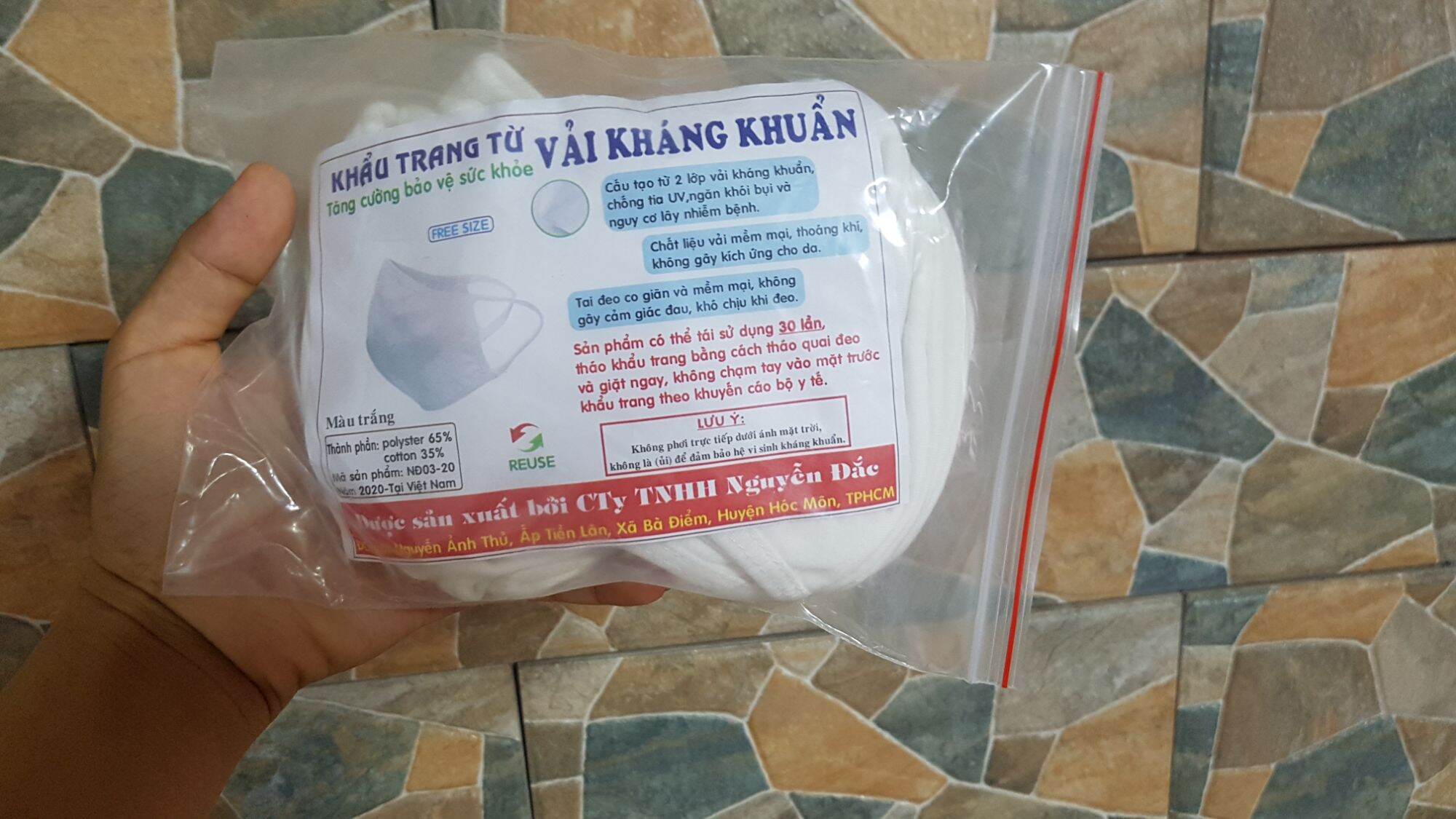 Khẩu trang vải kháng khuẩn mềm mịn