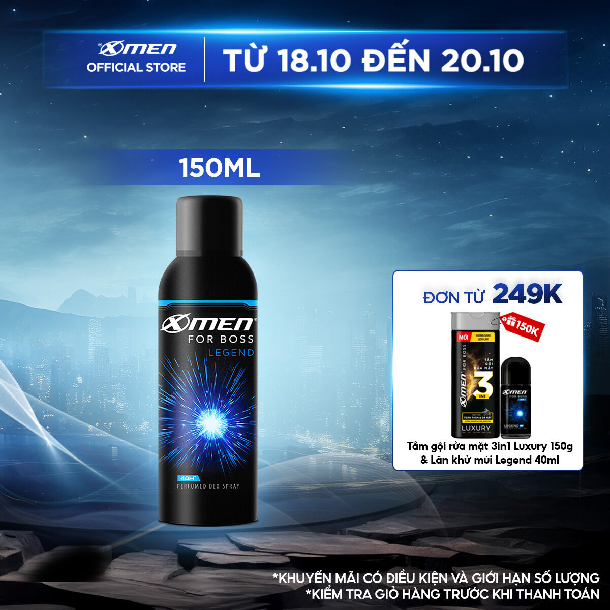 Xịt khử mùi Xmen For Boss Legend - 150ml