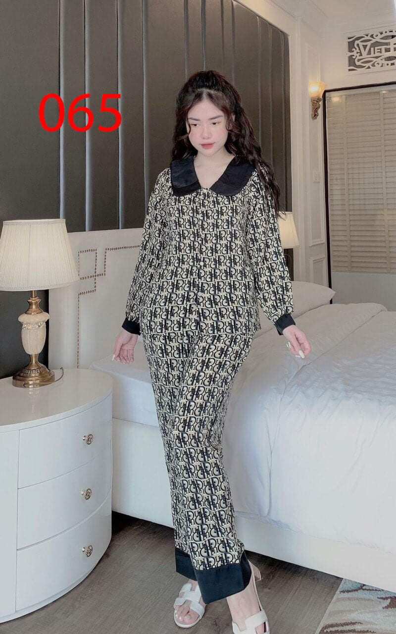 Bộ Lụa Cổ Sen Tay Dài , Đồ ngủ nữ pijama lụa mango mặc nhà dài tay lụa cao cấp dễ thương