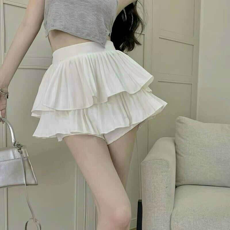 CHÂN VÁY HAI TẦNG XẾP LY NHỎ