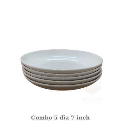 Combo 5 đĩa gốm sứ hoa văn cao cấp 15.5cm và 18cm, dĩa gốm sứ cáo cấp hoạ tiết hoa Cute