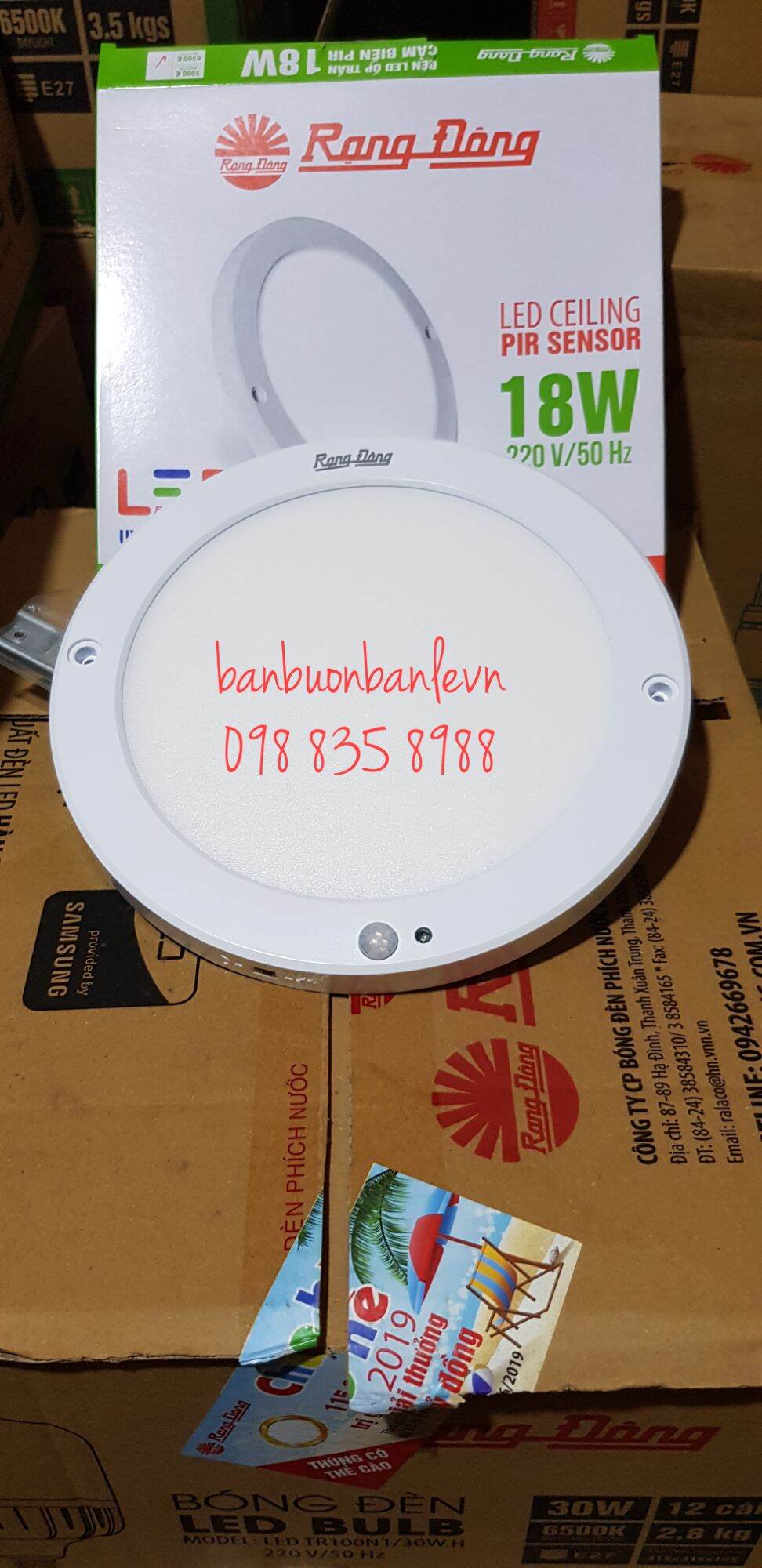 Đèn LED ốp trần  siêu mỏng cảm biến 18w Rạng Đông