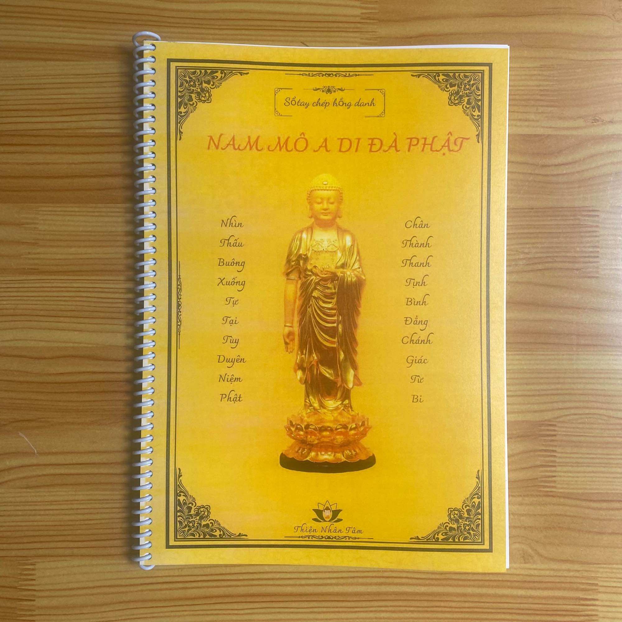 Tặng viết_Sổ tay chép kinh chữ in mờ hồng danh A di đà phật