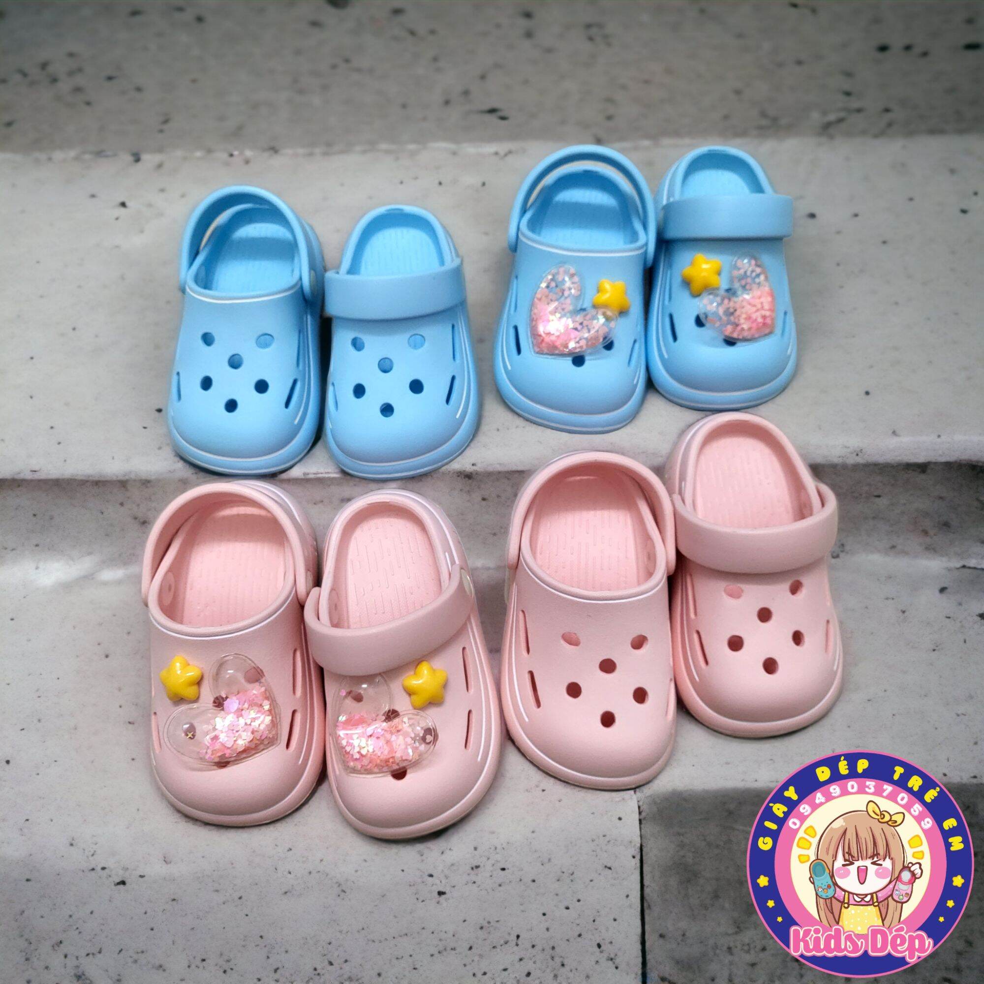 Dép sục rọ trái tim bé trai gái 1-8 tuổi Cheerful Mario 7622