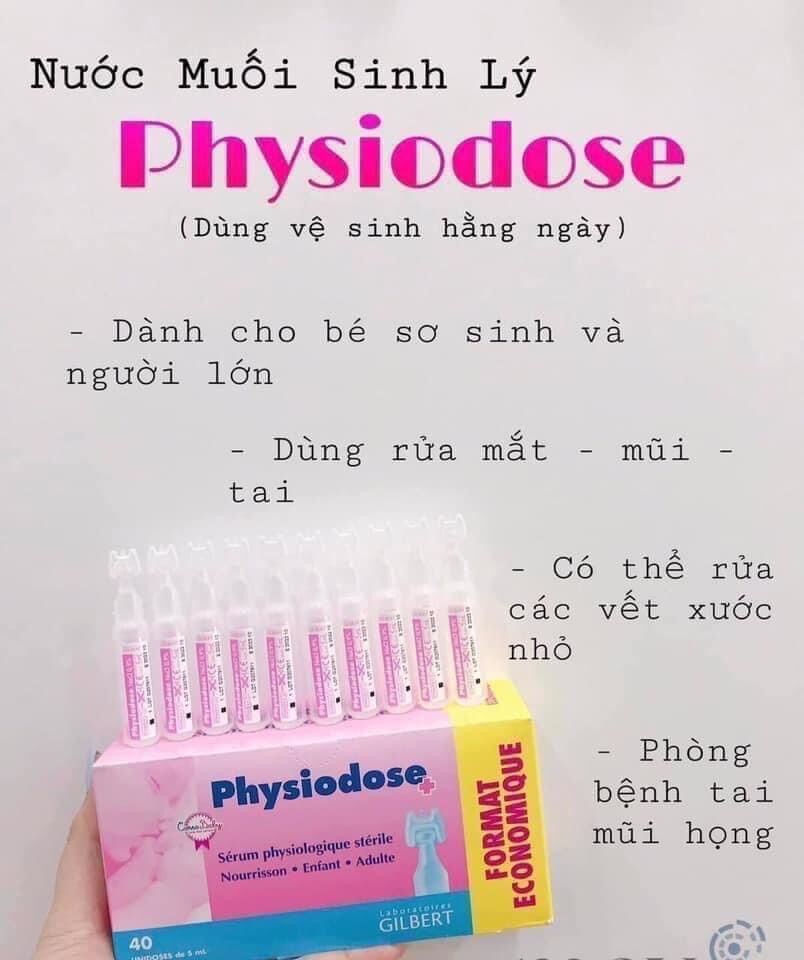 Nước Muối Sinh Lý Physiodose Pháp Tép Hồng( Hộp 40 ống x 5ml )