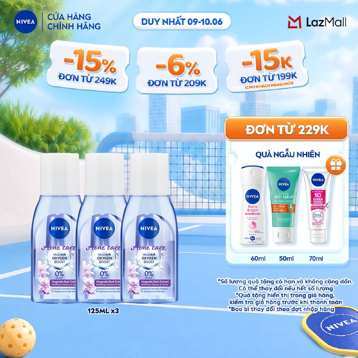 Bộ 3 Nước Tẩy Trang NIVEA Cho Da Mụn Acne Care Makeup Clear Micellar Water (125 ml) - 89270x3