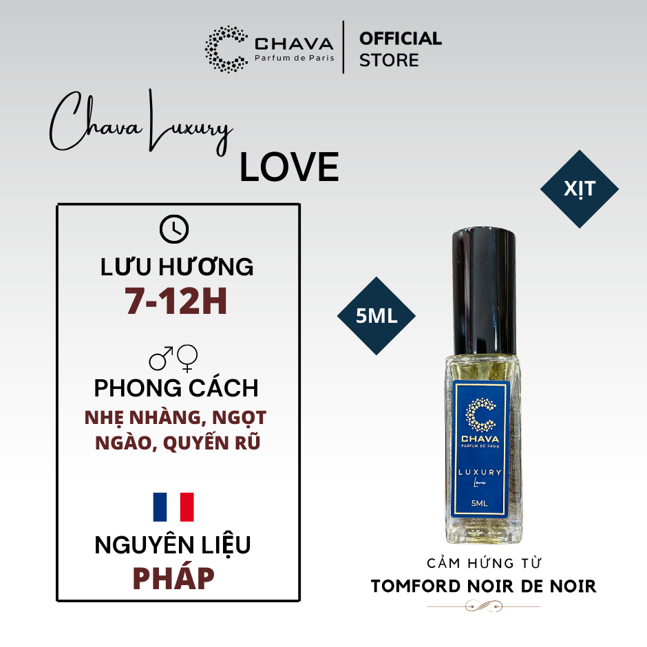 NƯỚC HOA MINI LUXURY LOVE 5ML - CHAVA( mua 1 tặng 1 chai Chava 5ml mùi bất kỳ)