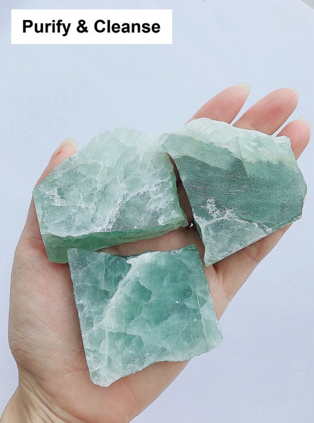 Purify & Cleanse Đá Flourite Xanh 5cm Healing Stone Natural Stone Medition Decoration Phong Thuỷ