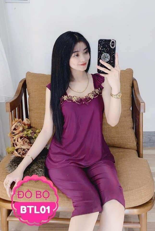 Đồ bộ lửng mặc ngủ thun lạnh mềm mại phối ren nhiều màu