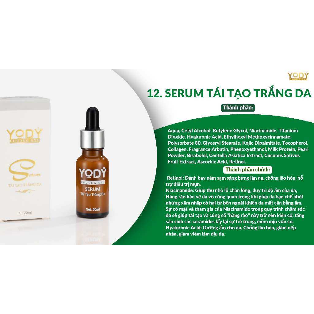 SERUM DƯỠNG TRẮNG DA KHÔ -dưỡng trắng cấp ẩm da Yody