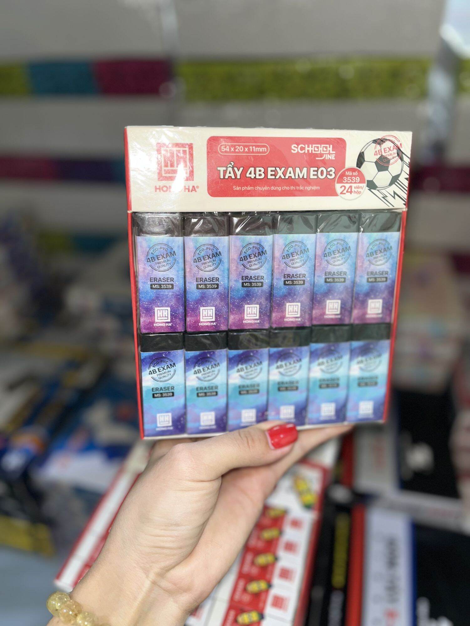 combo 4 cục gôm tẩy bút chì đen 4B Exam E03 Hồng Hà (mã: 3539)