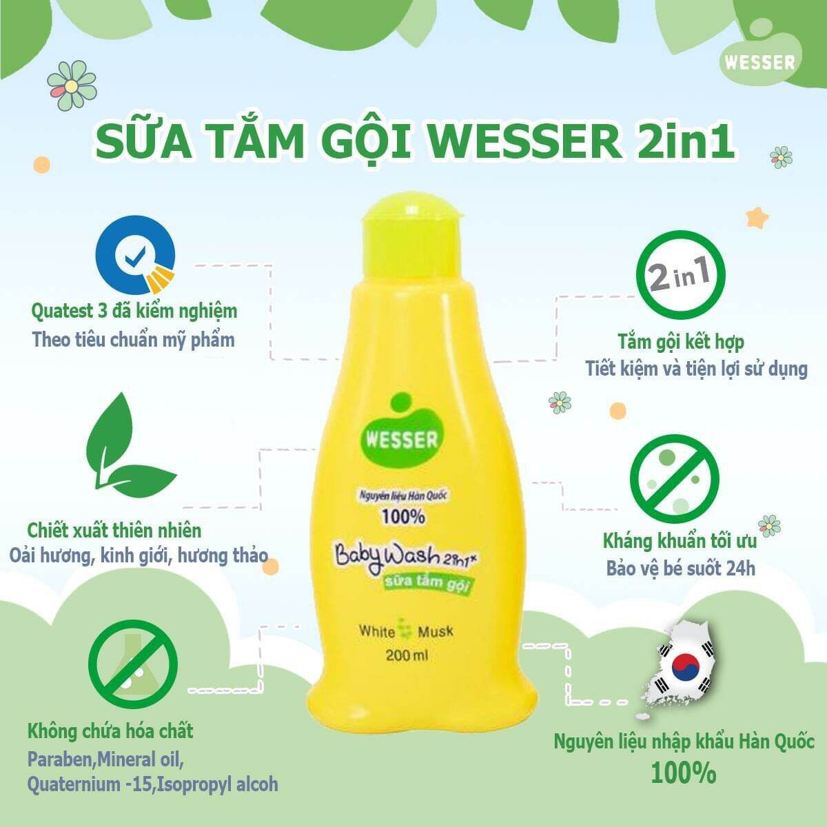 SỮA TẮM GỘI WESSER DÀNH CHO BÉ 500ML