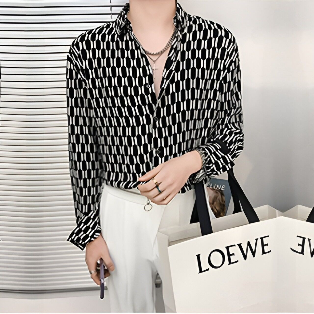 Sơ mi nam hoa tiet tay dai  lụa cao cấp