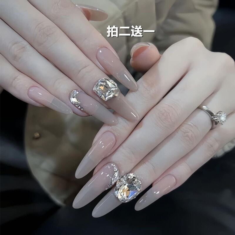 Nhựa Giả Móng Tay Dài Vừa Phải Có Nút Thắt Hình Bướm Nhựa Giả Móng Tay Pháp Màu Trắng Mờ Nhựa Giả Mó