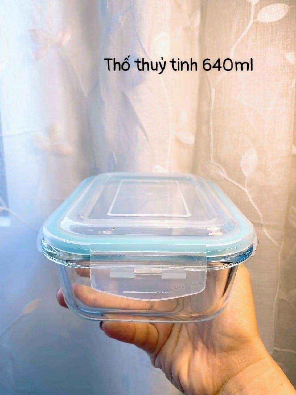set 9 thố thuy tinh 620ml nắp xanh