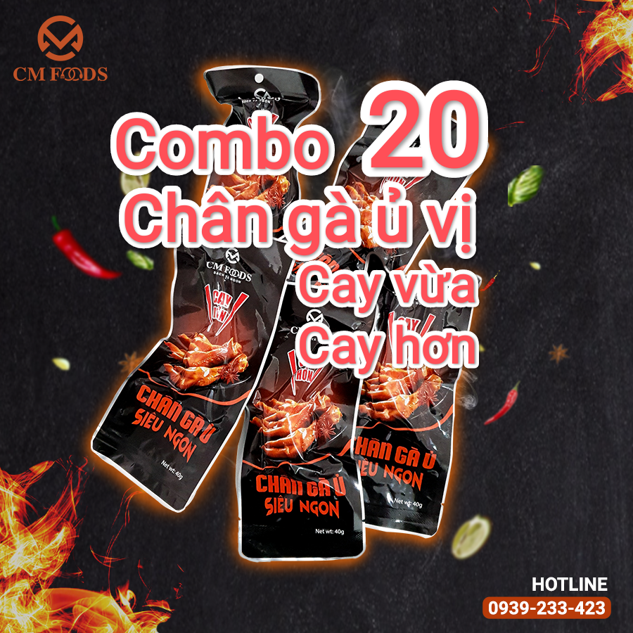Combo 20 chân gà ủ vị việt nam cm foods 45g