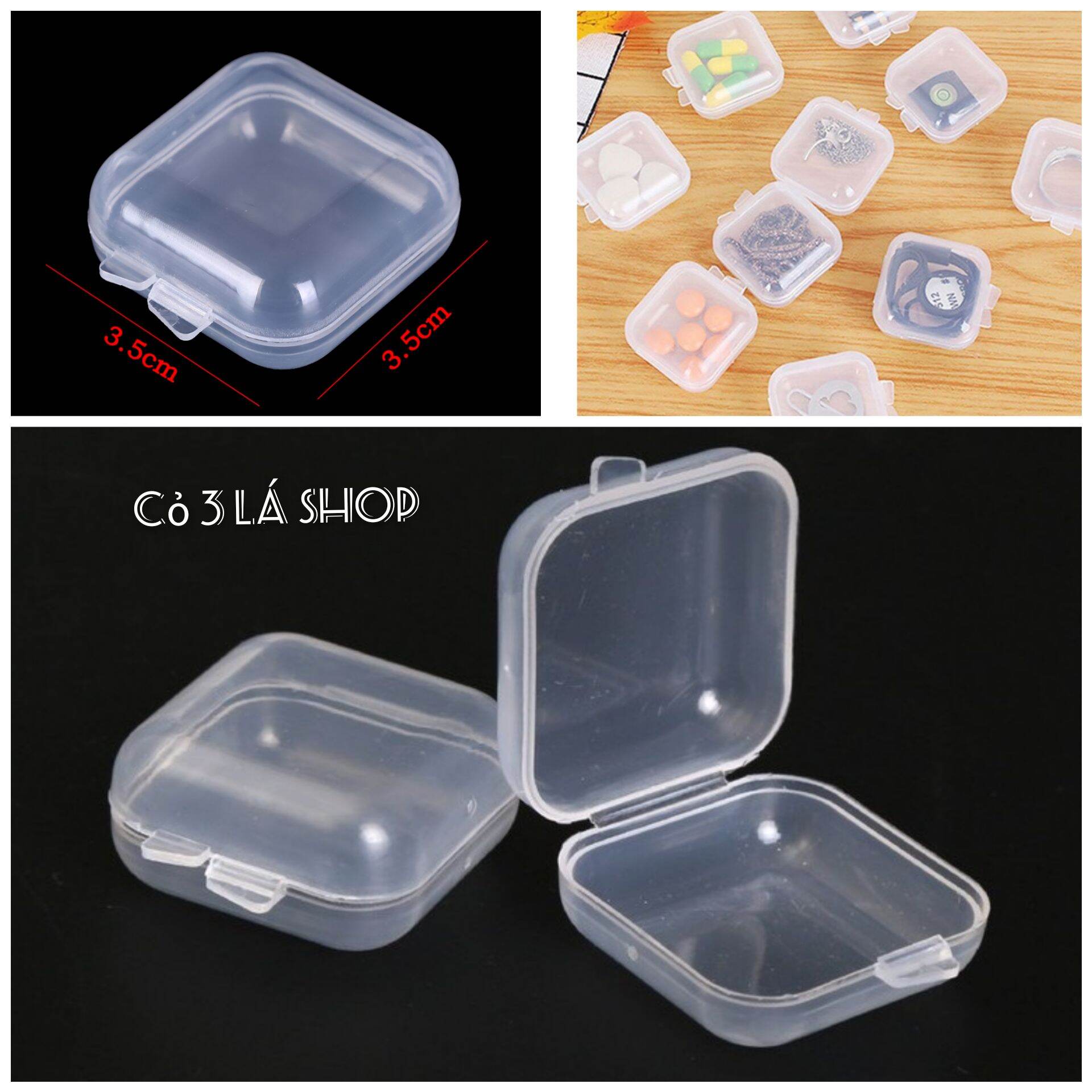 set 10 hộp nhựa mini 3,5cm trong suốt đựng phụ kiện nhỏ xíu
