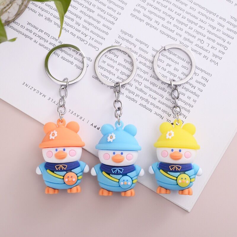 Móc khoá vịt đeo cặp đội nón