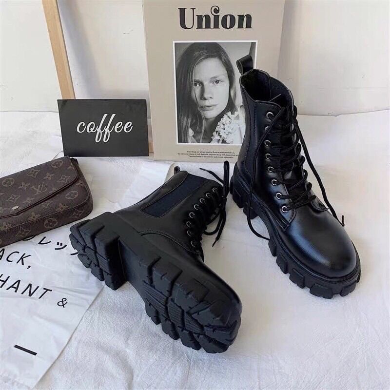 Giày boot nữ ulzang cao cổ có chun co dãn