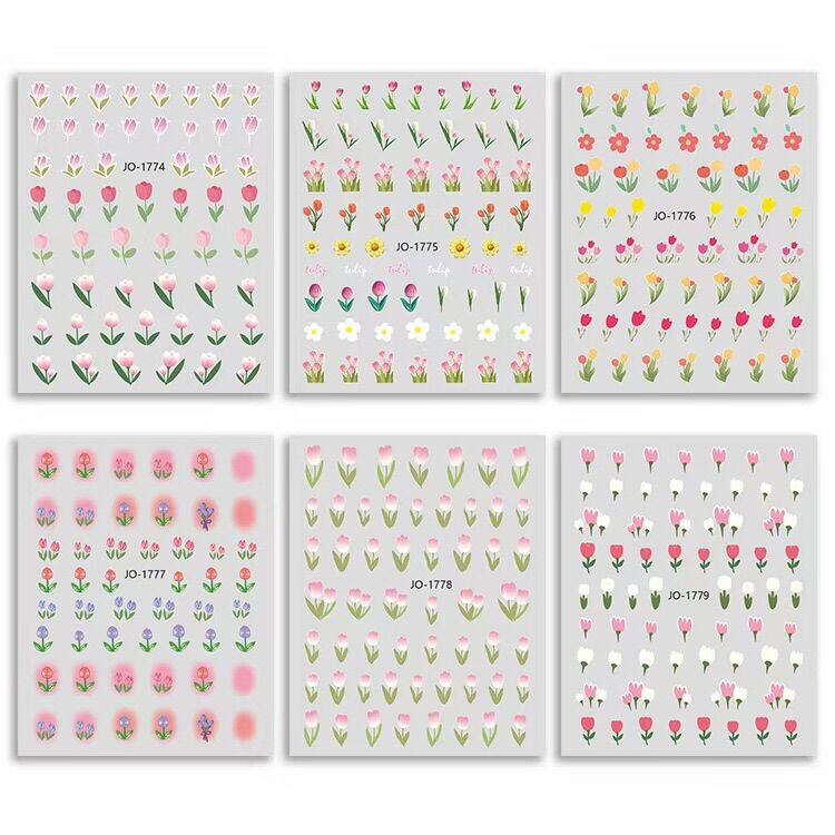 Sticker lụa hoa trang trí móng nail