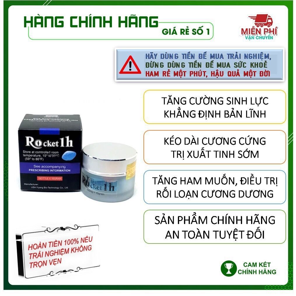 [SIÊU ƯU ĐÃI] Rocket 1H hộp 10 viên - Đẳng cấp phái mạnh