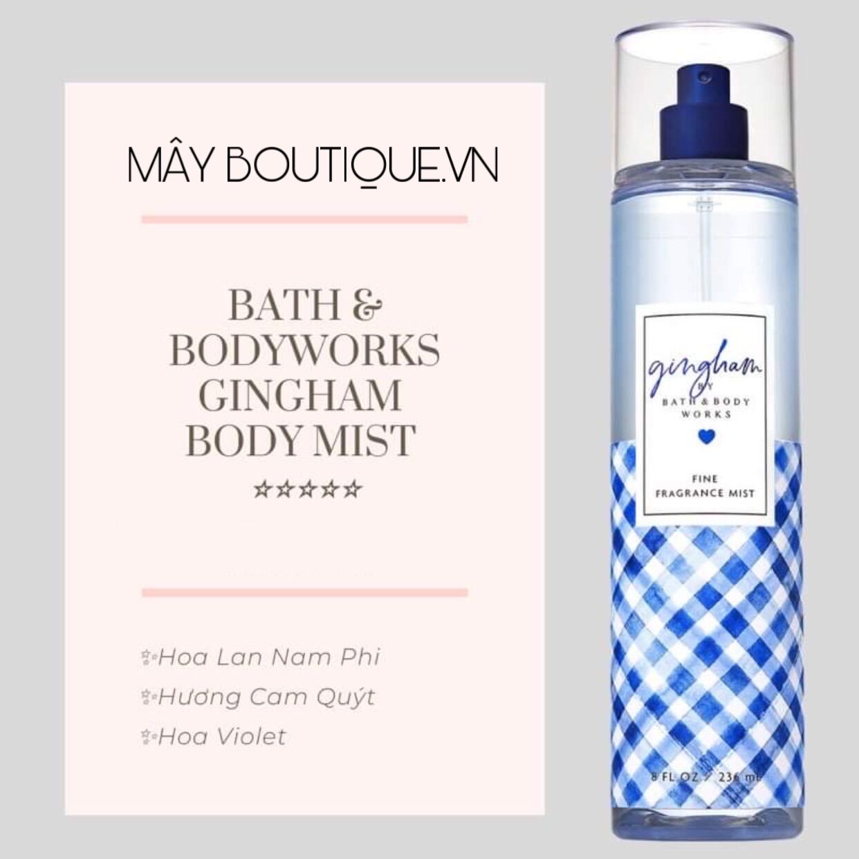 Xịt body mist Gingham Bath and Body Work siêu HOT - 236ml Nội địa trung