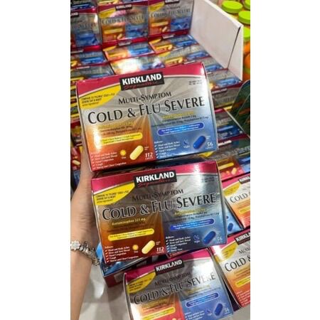 Viên kirkland multi symptom cold & flu severe 168 viên của mỹ (112 viên ngày, 56 viên đêm