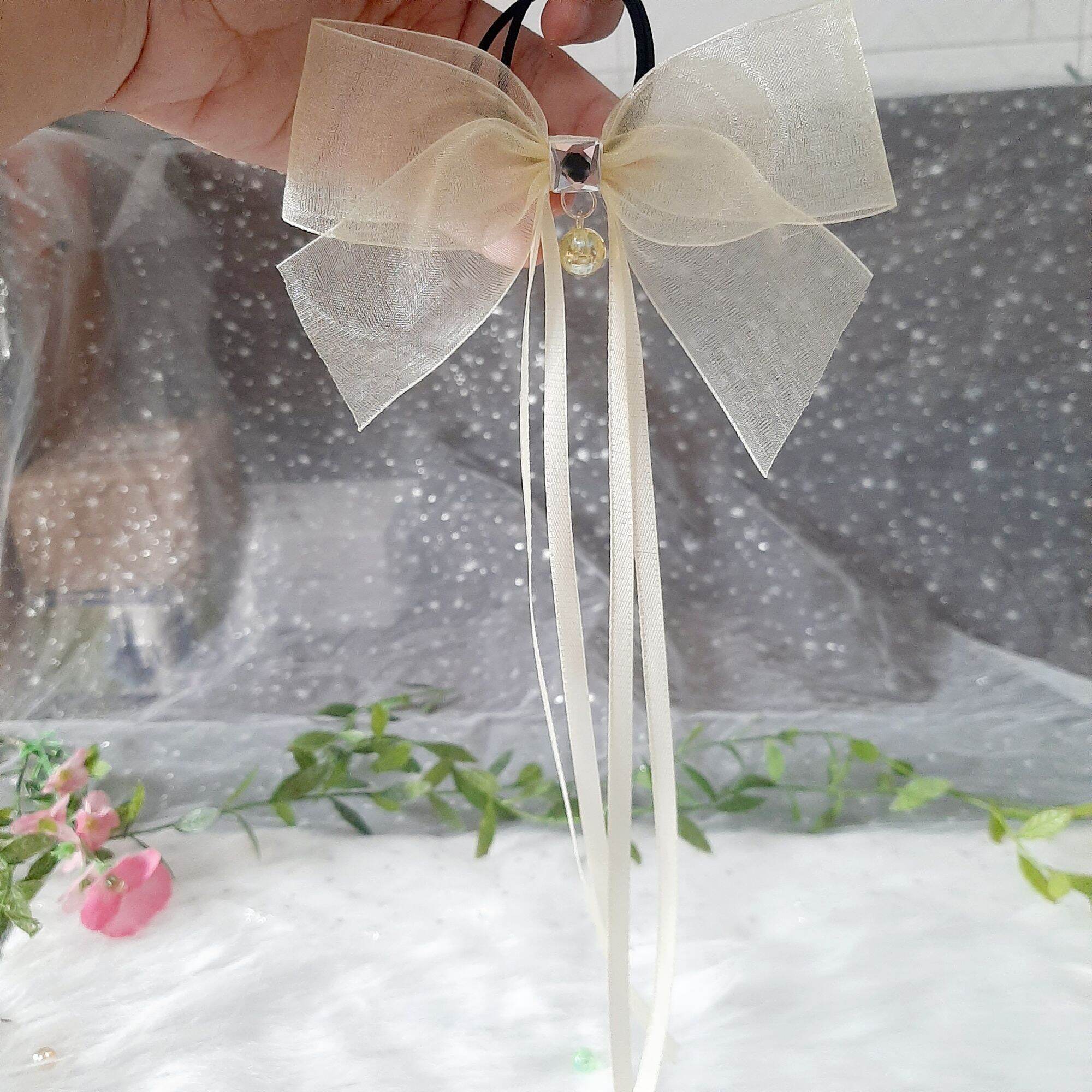 Cột tóc nơ voan đính ngọc (mua 9 tặng 1)