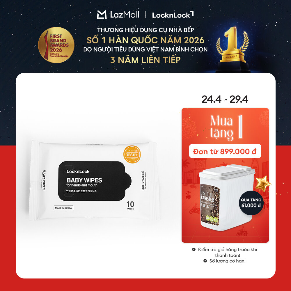 Khăn giấy ướt trẻ em LockLock 80/20/10 miếng ETM245/ ETM248/ ETM249 - Lọc 7 tầng - lô hội dưỡng ẩm - an toàn cho da nhạy cảm