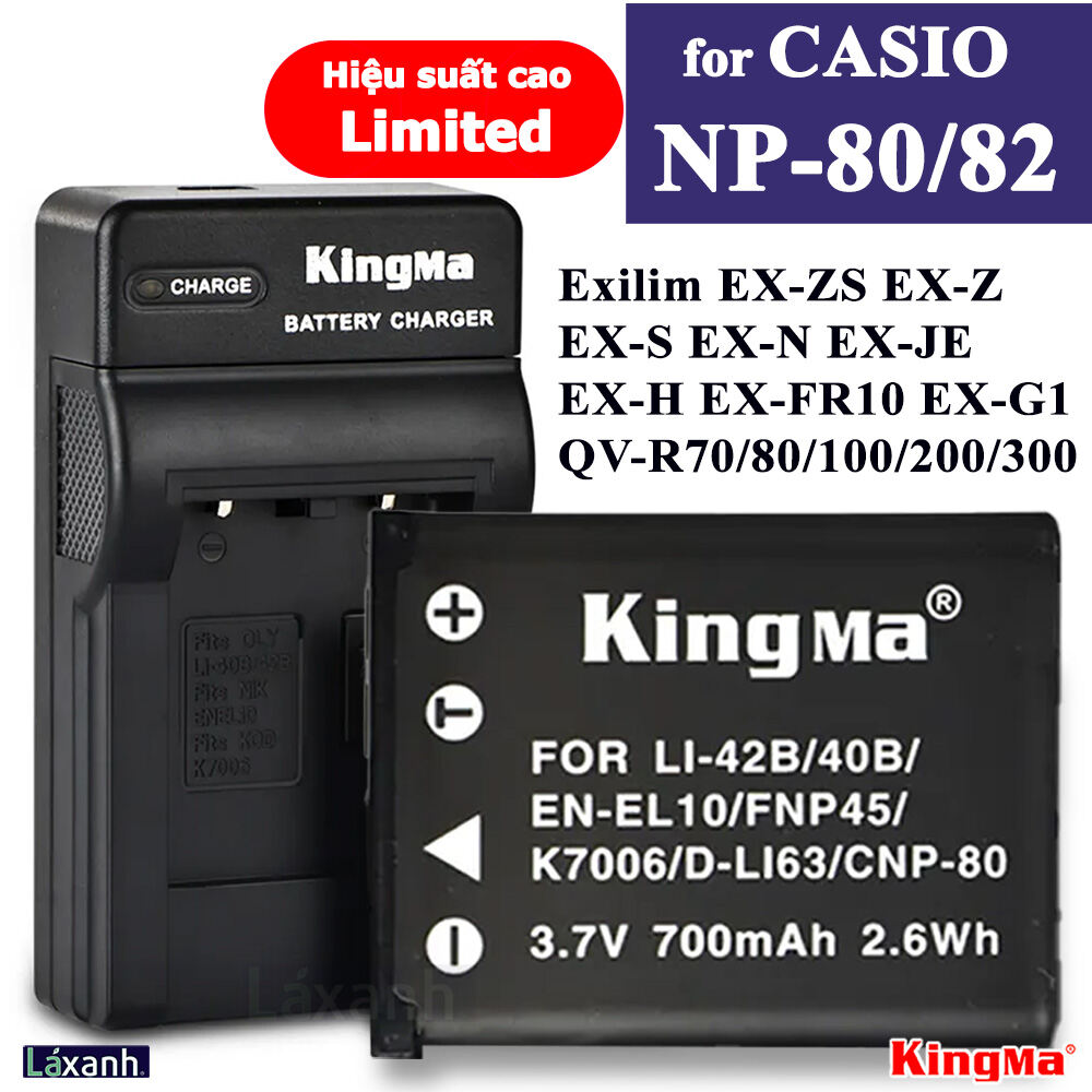 Casio NP-80 NP-82 | Pin và Dock sạc máy ảnh Kingma Casio Exilim QV-R EX-Z EX-ZS Li40 Li42 np80 np82
