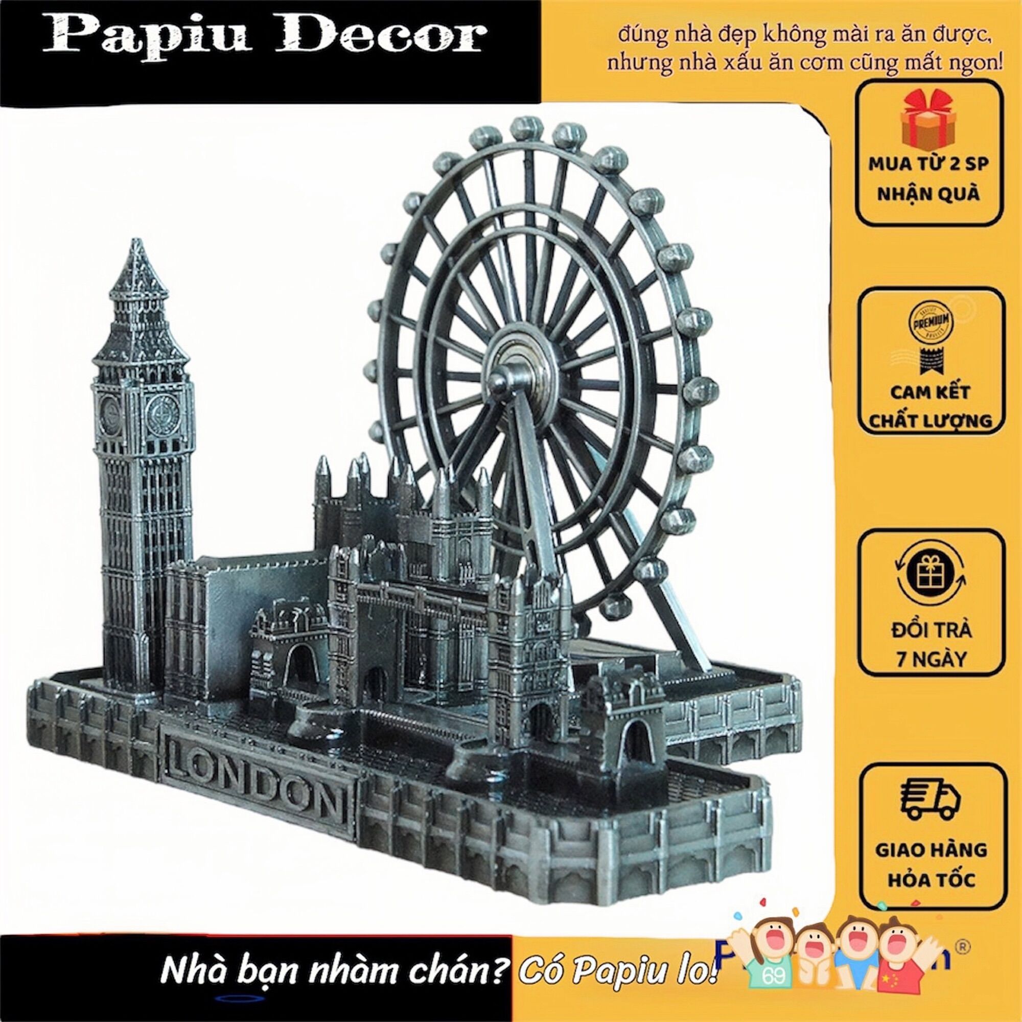 Bộ mô hình kiến trúc london : tháp bigben, nhà thờ london, london eye, cầu tháp bằng kim loại sang trọng