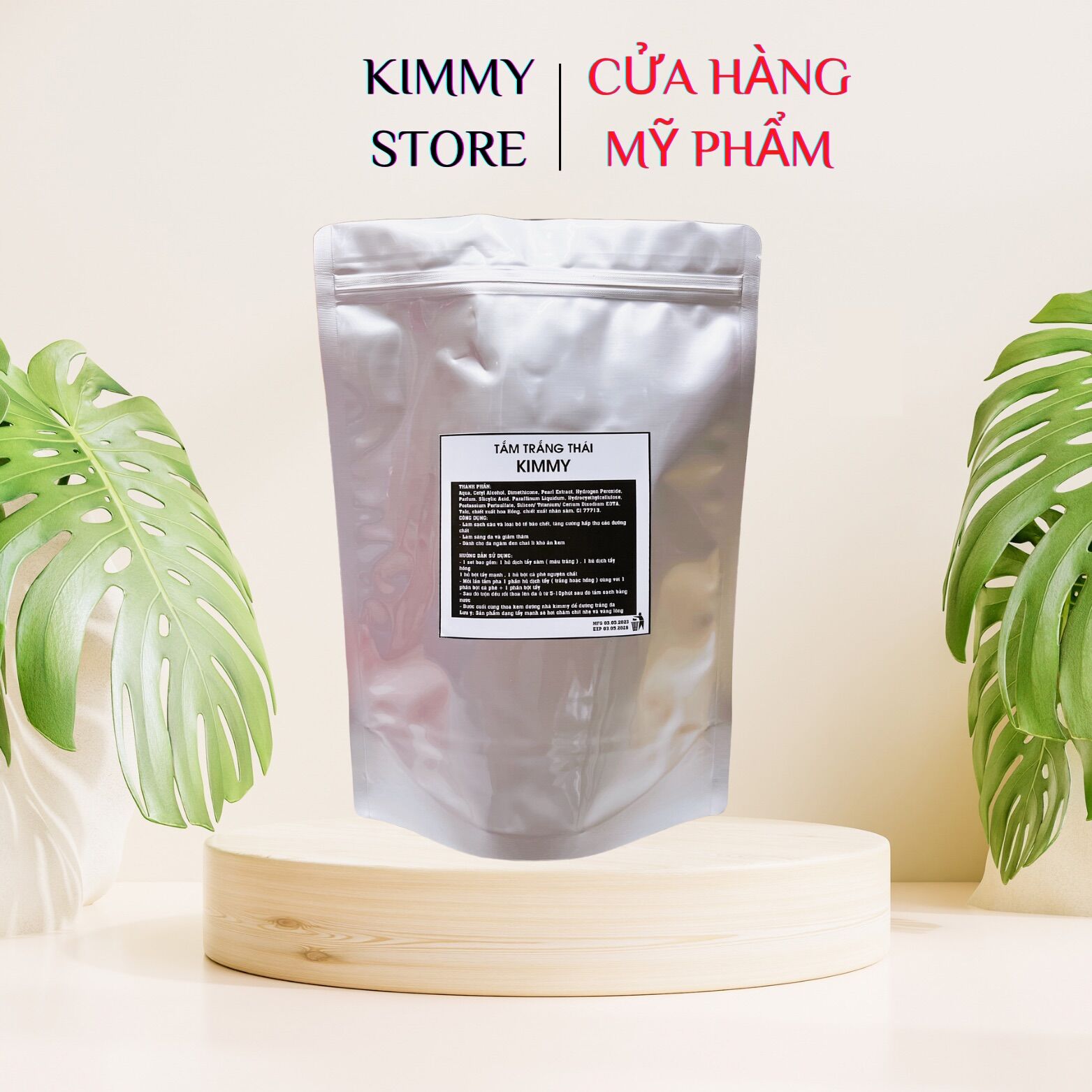 Set túi zip 4 chai tắm tẩy trắng cấp tốc Kimmy