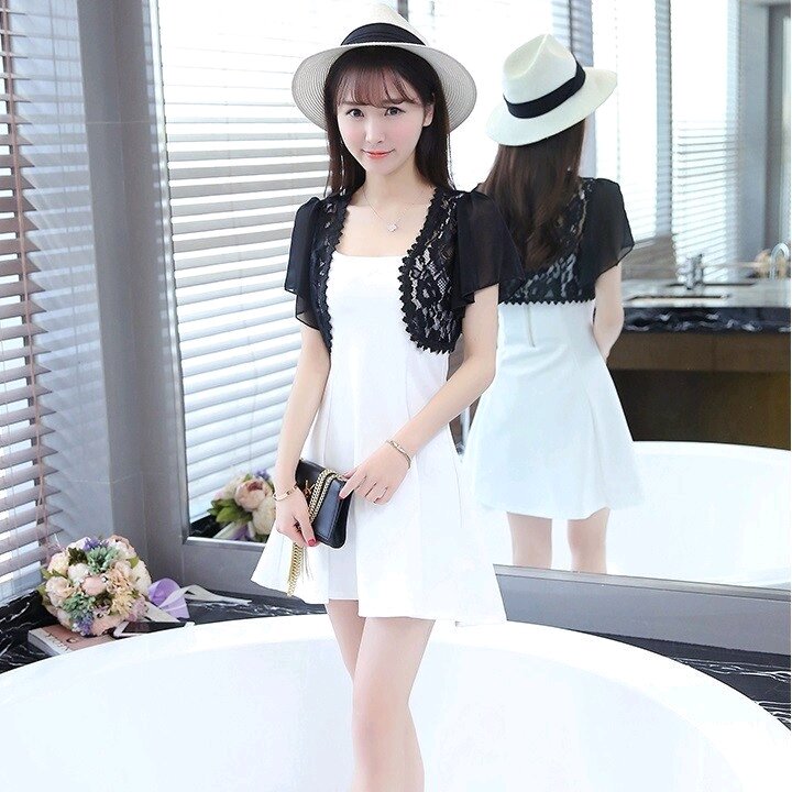 [HCM]Áo khoác ren form ngắn phối tay voan