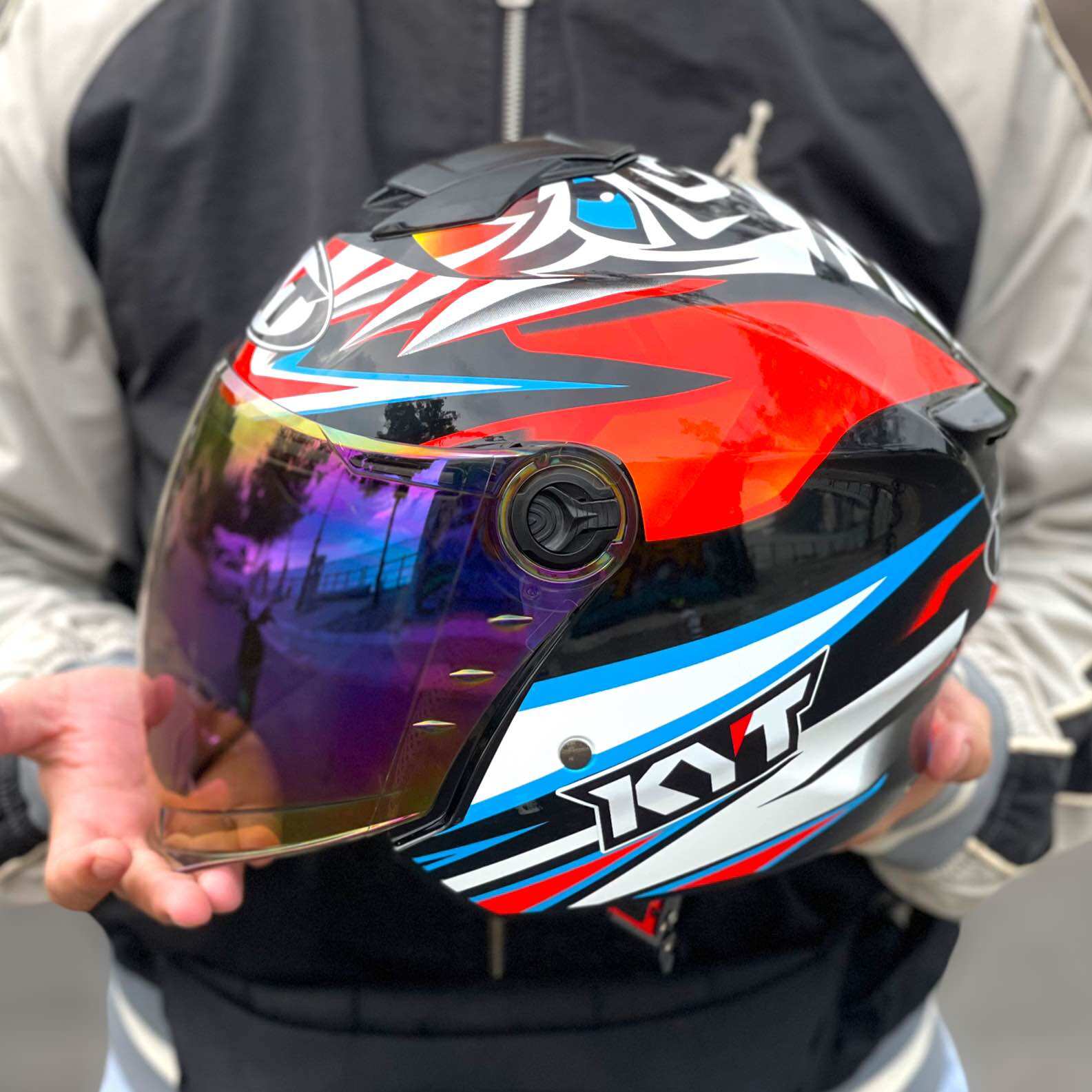 MŨ BẢO HIỂM 3/4 2 Kính ROYAL M668 Tiger Bassani, lên bộ logo KYT