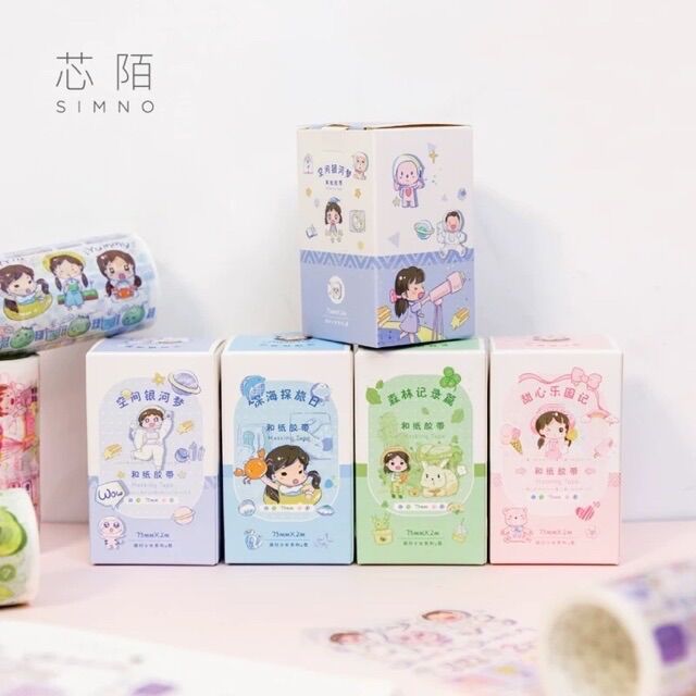 Cuộn washi tape rộng 7.5cm siêu dễ thương