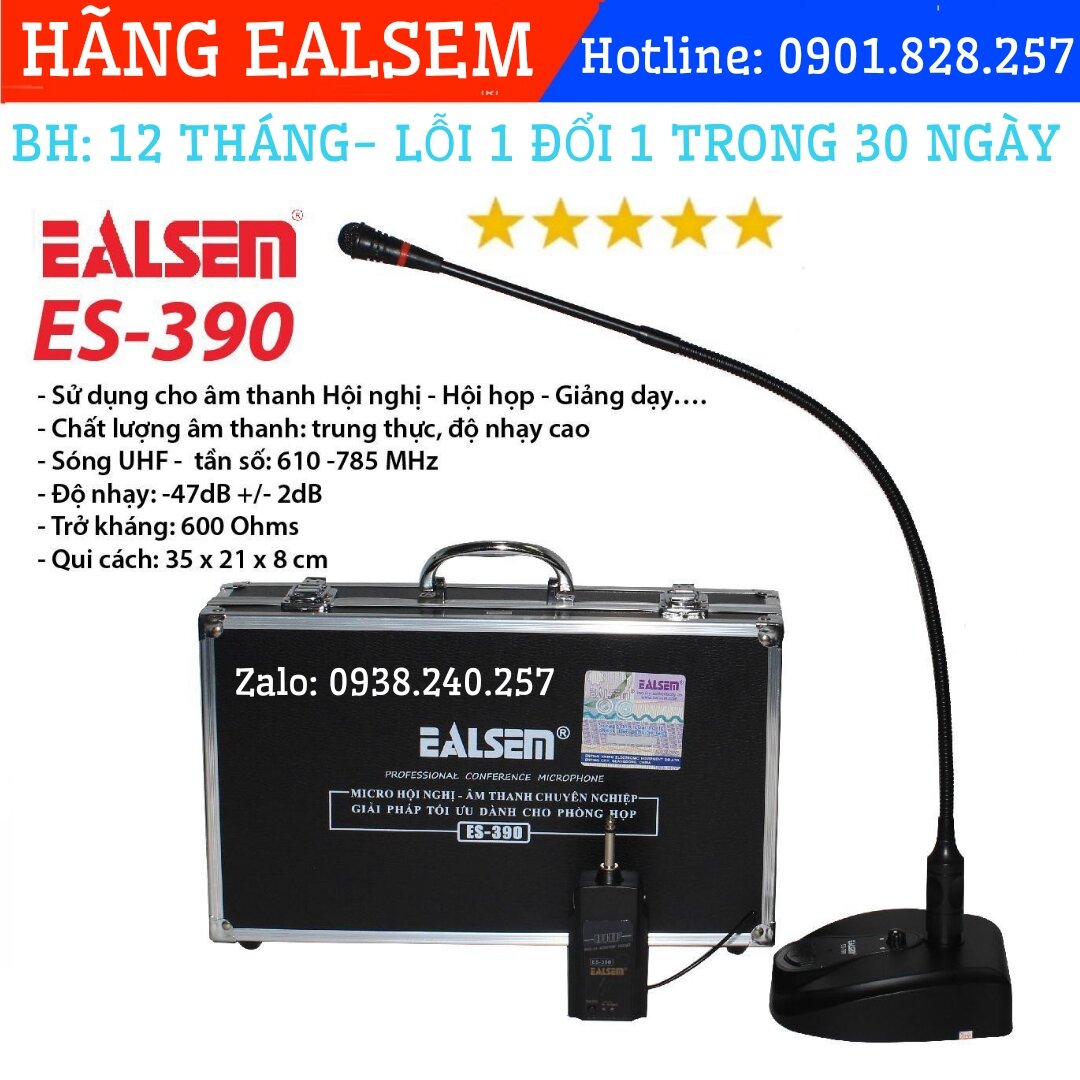 Micro hội nghị, cổ ngỗng sóng uhf không dây ealsem es-390 thế hệ mới hút âm tốt độ nhạy cao - ealsem es390