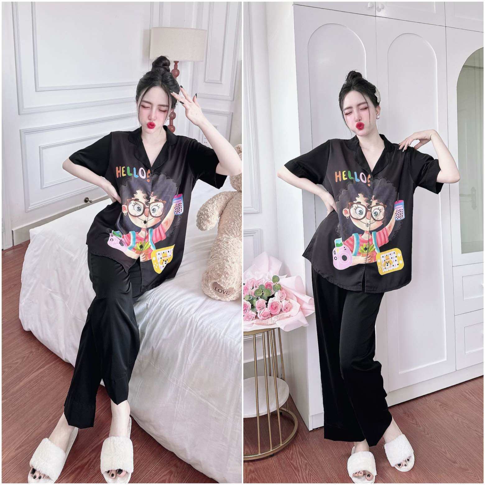 (50-100kg)Bigsize Đồ Bộ Lụa Mango In 5D Cao Cấp - Hàng Chuẩn Size