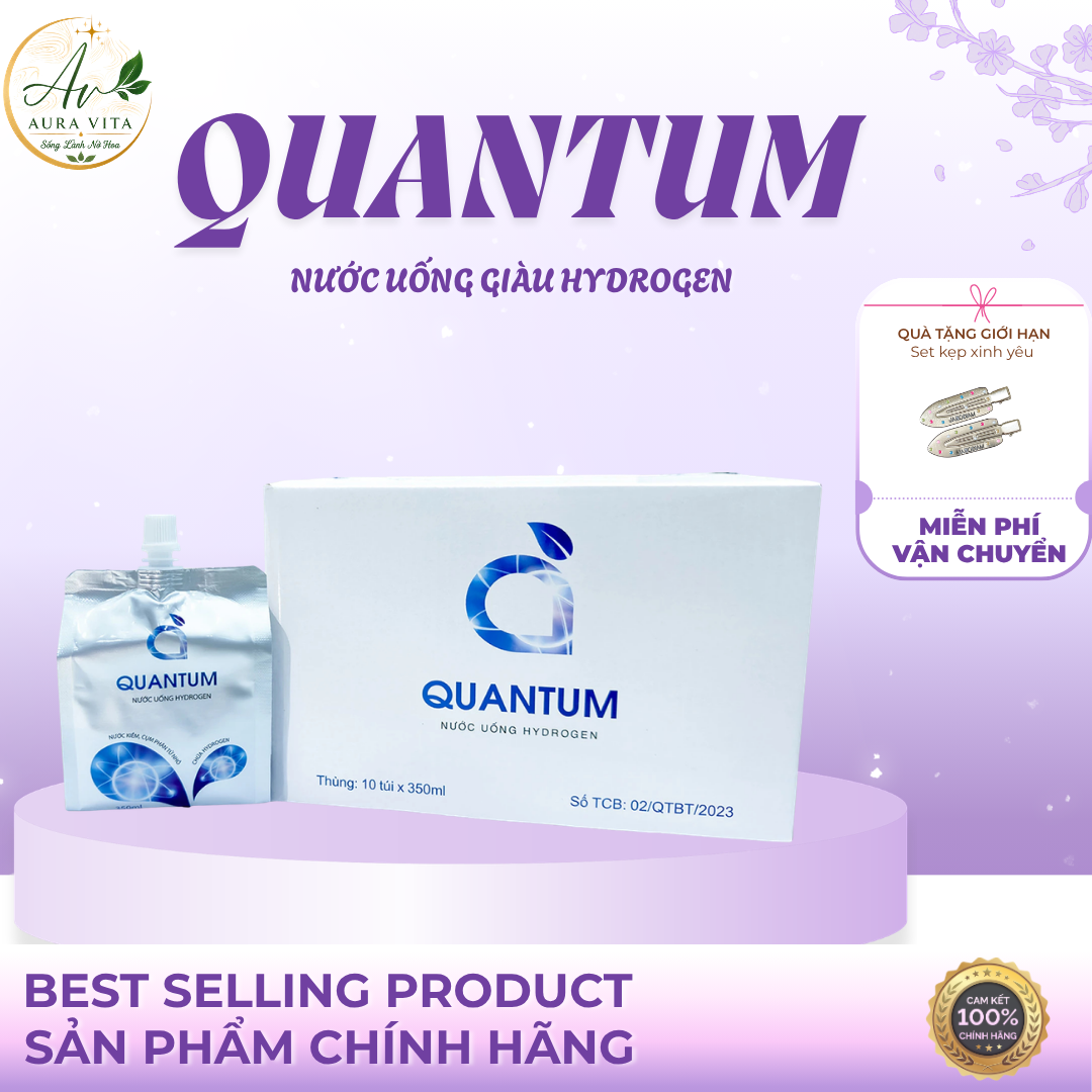 Nước uống giàu Hydrogen QUANTUM hỗ trợ quá trình trao đổi chất 1 thùng 10 túi 330ml/ túi 100% chính hãng