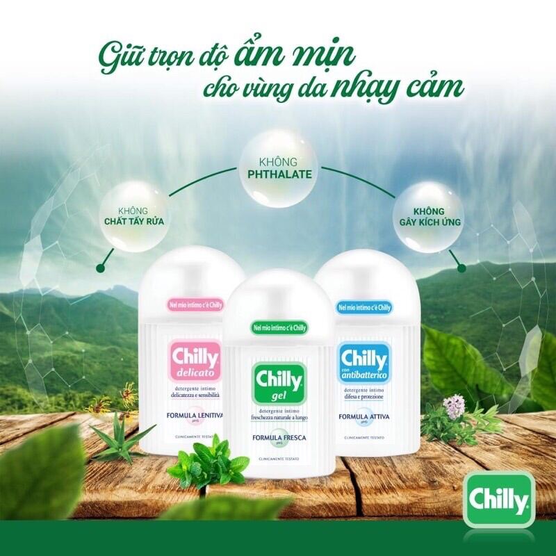 Chilly Xanh - Dung dịch vệ sinh phụ nữ Chilly Gel chai 200ml - nhập khẩu