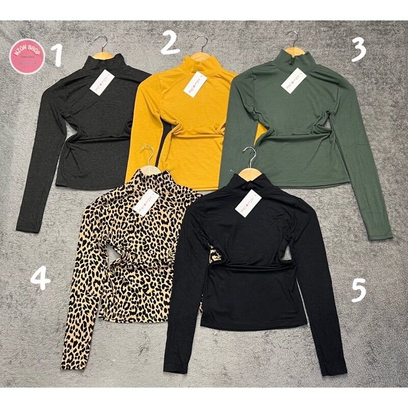 Combo 3 áo thun trơn cổ lọ tay dài