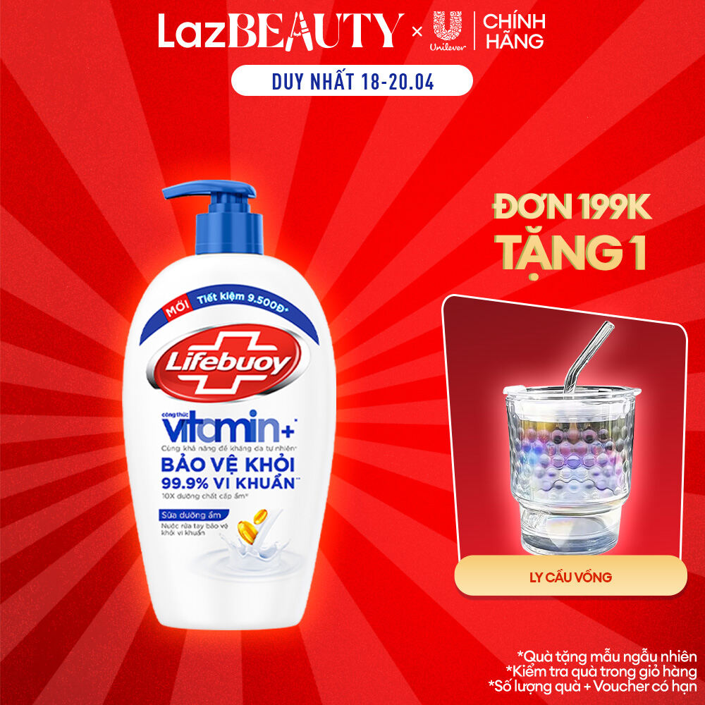 Nước Rửa Tay Lifebuoy Công thức Vitamin+ Sữa Dưỡng Ẩm Chai 450g