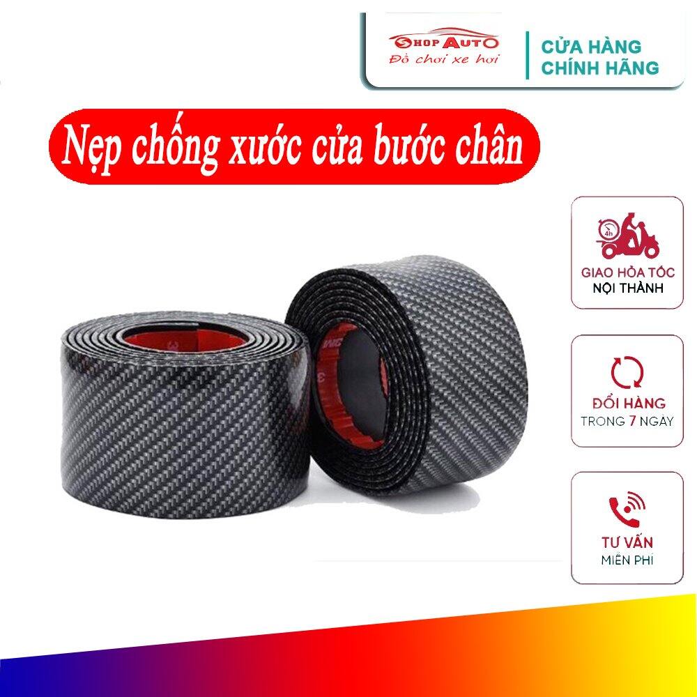 Nẹp chống xước bước chân cửa xe ô tô, tạo điểm nhấn và bảo vệ bậc cửa xe, chống trầy xước phần sơn ngoài thành cửa, chống trầy xước phần nhựa nhám trong thành cửa, Nẹp carbon chống xước