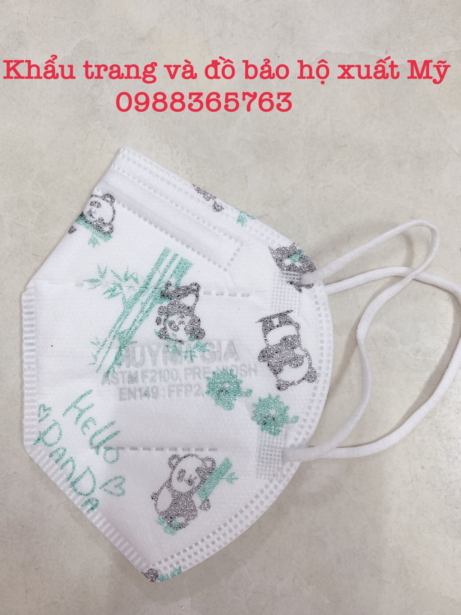 Khẩu trang N95 Huỳnh Gia cho bé hoạ tiết set 10 cái
